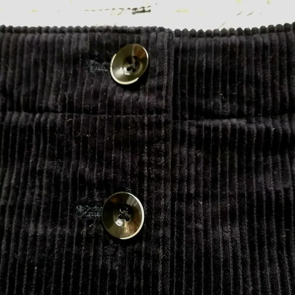 Ines DeLa Fressange X Uniqlo Mini Skirt 0 Blue WhaleCorduroy Front Button Cotton